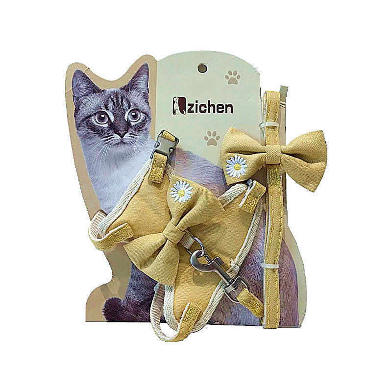 Pet I-shaped Bow Chest Harness with Traction Rope
