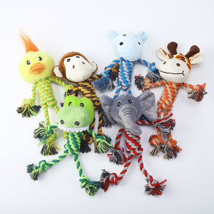 Amazon Plush Dog Toy with Cotton Rope - Cute Animal Design