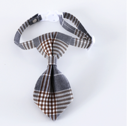 Adjustable British Style Plaid Bow Tie Pet Collar