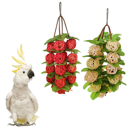 Colorful Rattan Ball Chewing Toy for Parrots