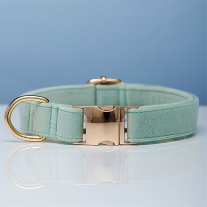 Velvet Personalized Dog Collar & Leash Set with Bow