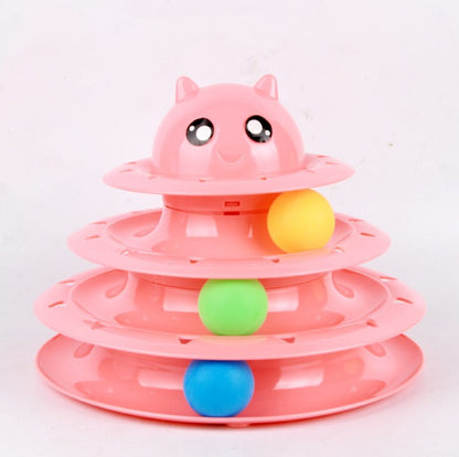 Cat Toy with Three-Tier Tower and Spinning Ball