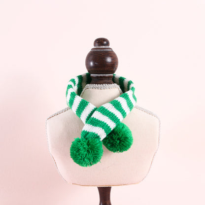 Knitted Woolen Striped Christmas Scarf for Pets