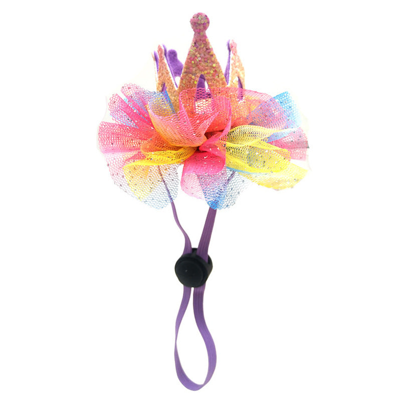 Pet Birthday Hat with Lace Crown for Dogs and Cats