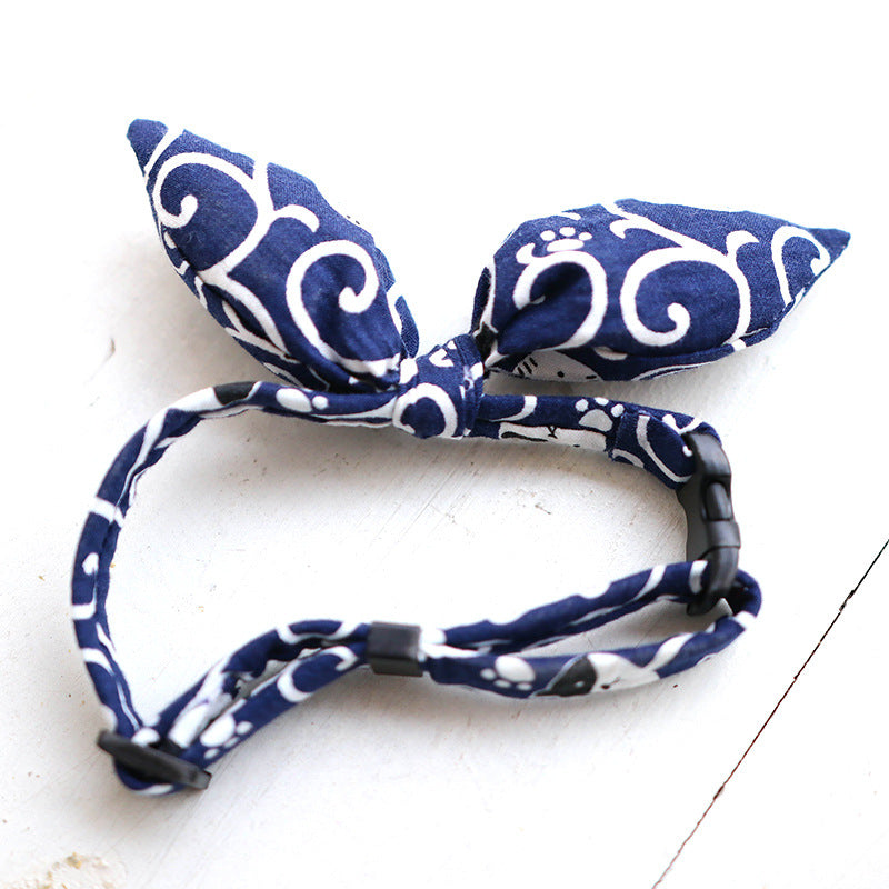 Adjustable Japanese Style Pet Collar with Bow Tie