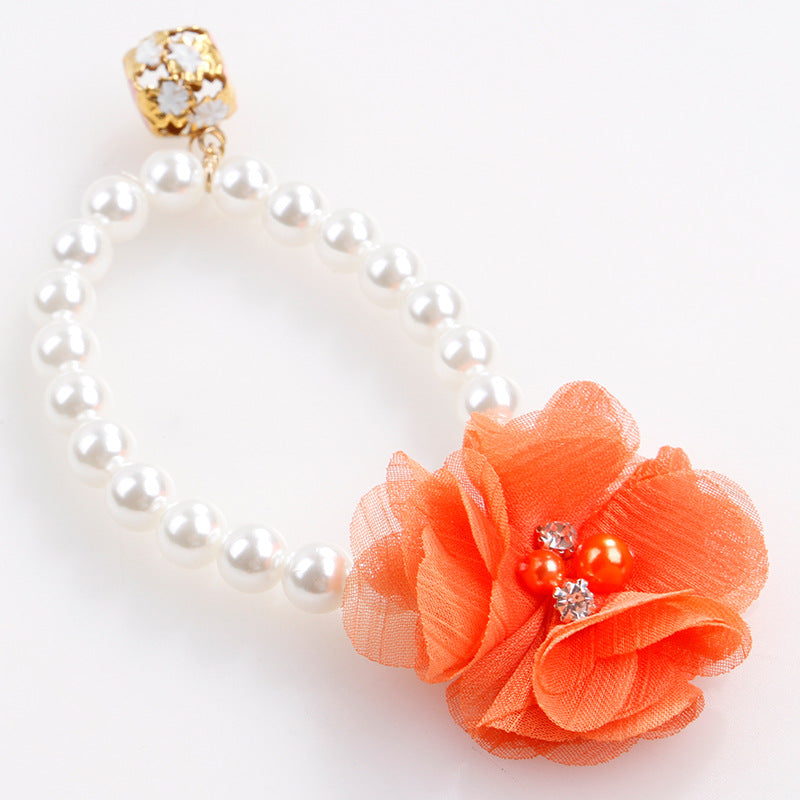 Pet Pearl Flower Elastic Collar for Cats and Dogs