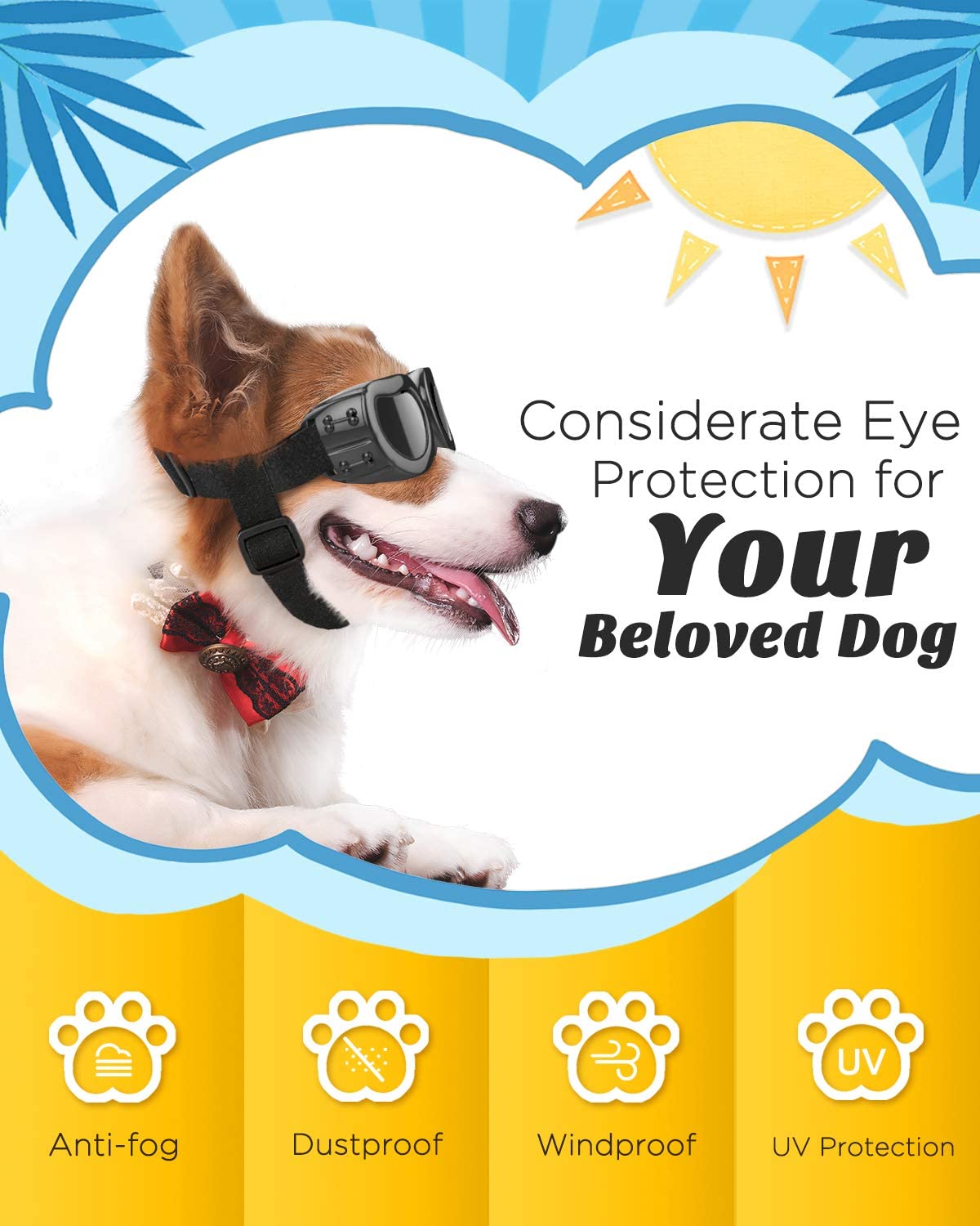 Small Dog Christmas Sunglasses with Adjustable Strap