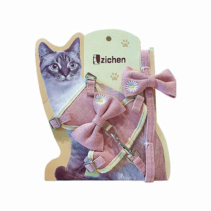Pet I-shaped Bow Chest Harness with Traction Rope