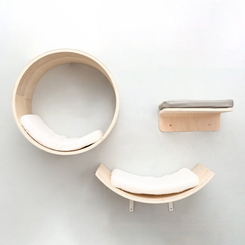Wall-mounted Solid Wood Cat Tree Post