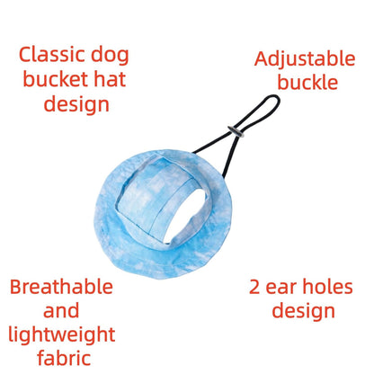 Dog Bucket Hat with Ear Holes Adjustable for Pets