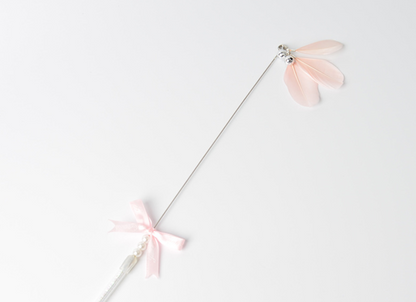 Acrylic Handle Cat Toy with Feather and Bell Wand