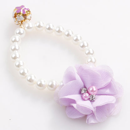 Pet Pearl Flower Elastic Collar for Cats and Dogs