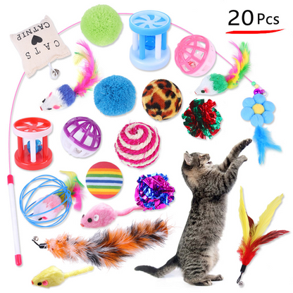 Cat Toy Combination Set with Sticks and Mice