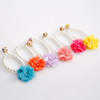 Pet Pearl Flower Elastic Collar for Cats and Dogs