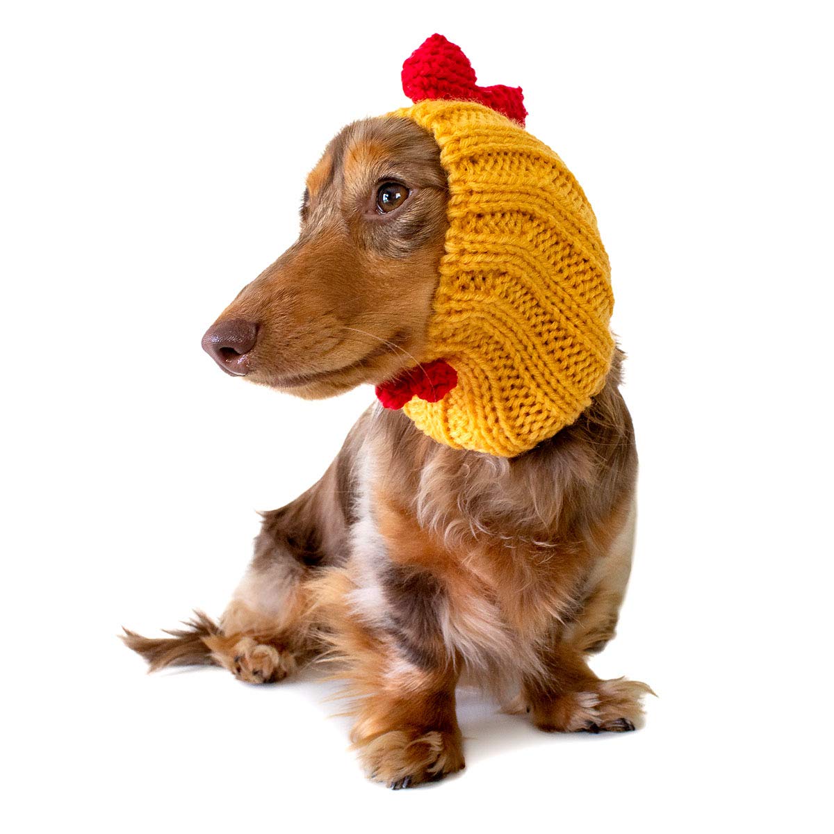 Zoo Snoods Rooster Costume - Knit Chicken Dog Snood Ear Wrap for Pets Warm Neck Cover for Halloween and Winter (Small)