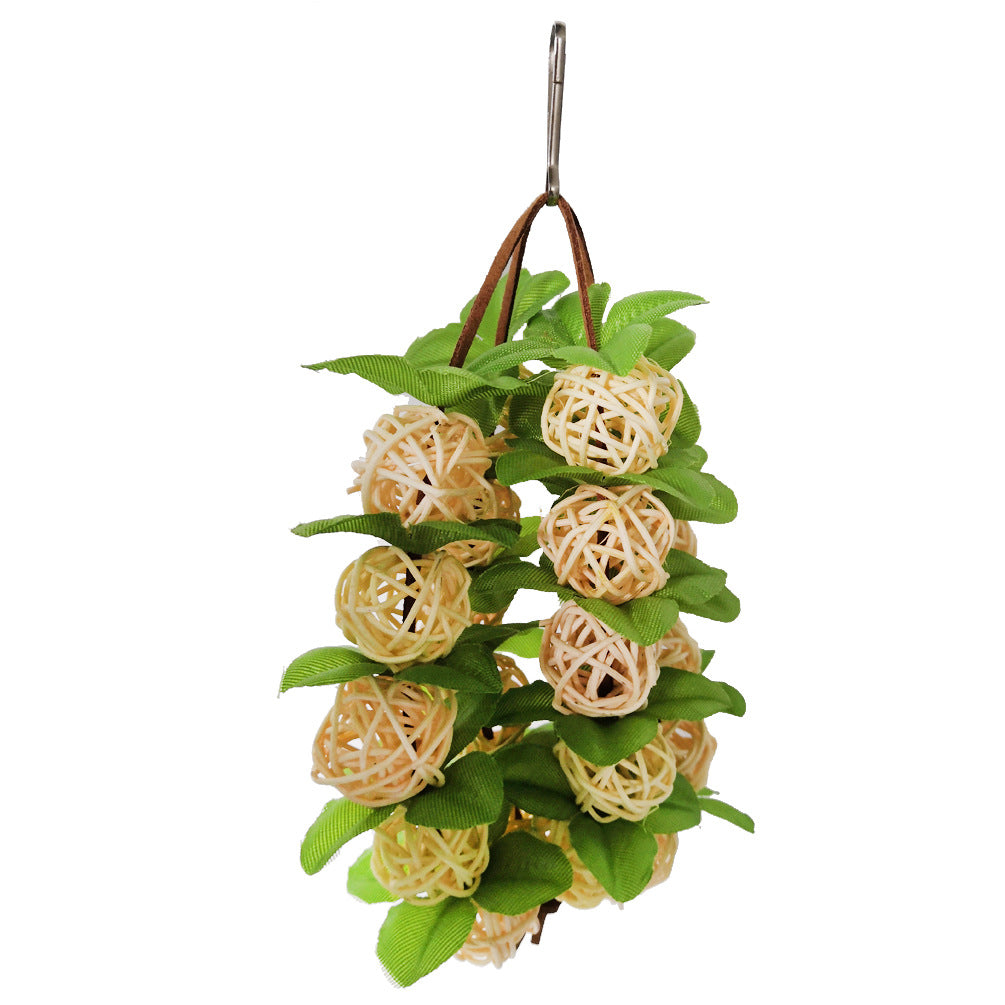 Colorful Rattan Ball Chewing Toy for Parrots