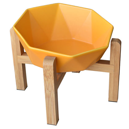 Diamond Cat Bowl with Slanted Design and Elevated Base