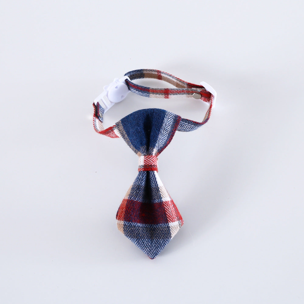 Adjustable British Style Plaid Bow Tie Pet Collar