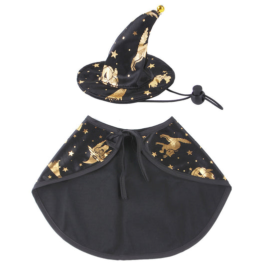 Halloween Wizard Cloak and Hat Costume for Pets