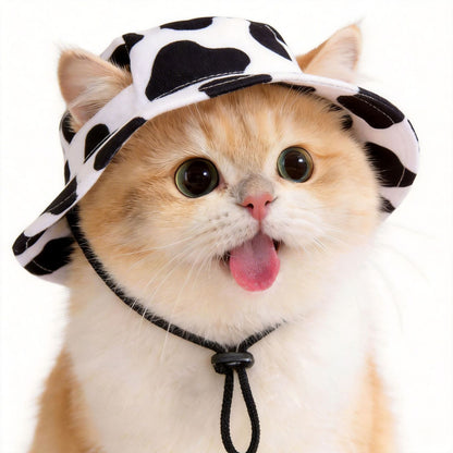 Dog Bucket Hat with Ear Holes Adjustable for Pets