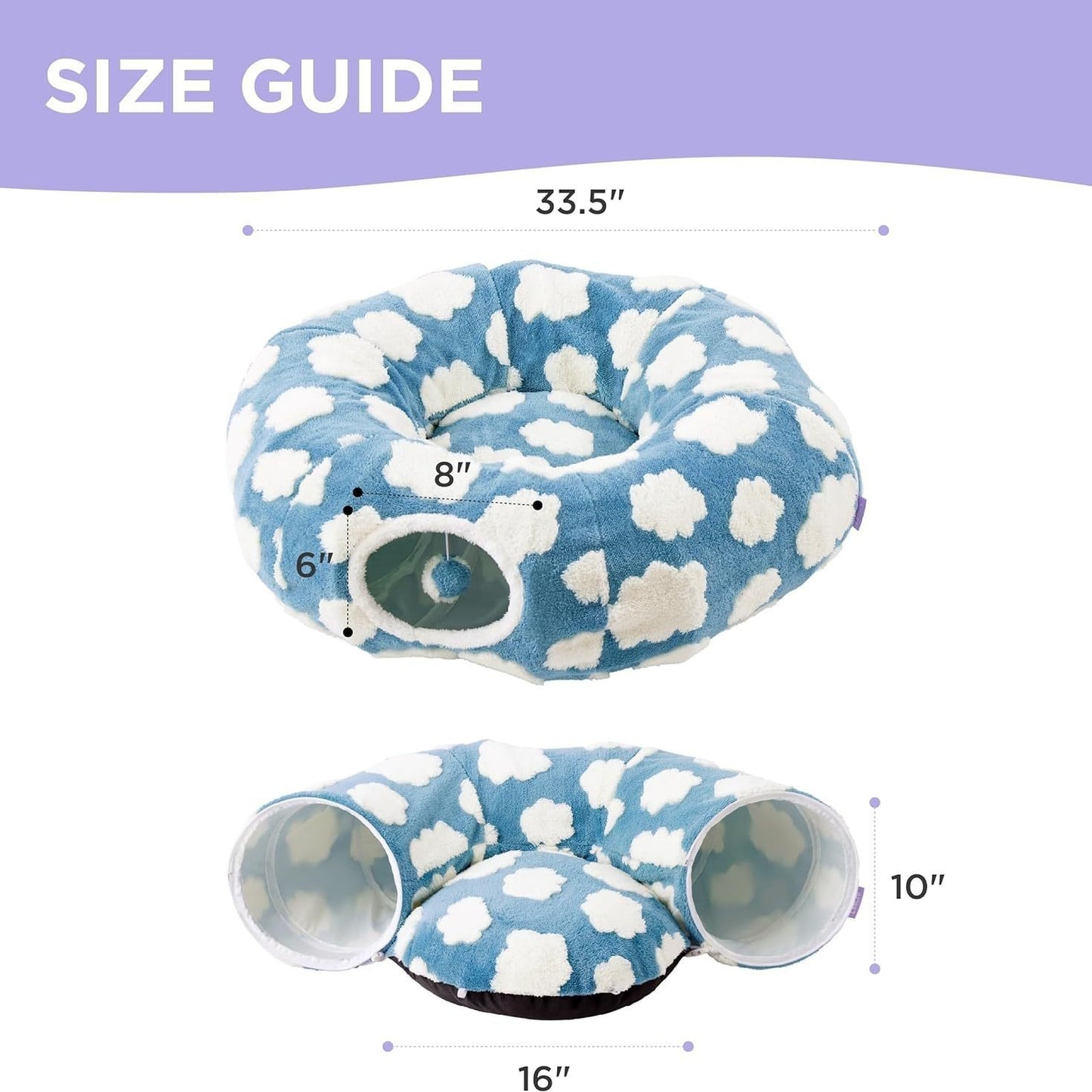 Foldable Plush Cat Tunnel & Donut Nest