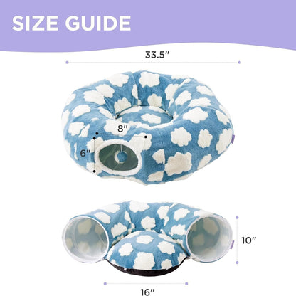 Foldable Plush Cat Tunnel & Donut Nest