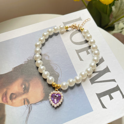 Retro Love Crystal Pendant Necklace for Pets