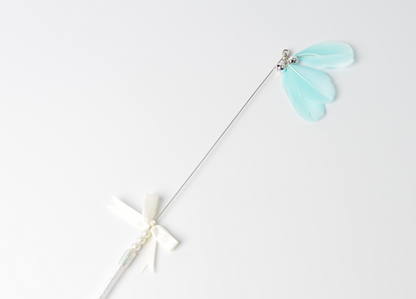 Acrylic Handle Cat Toy with Feather and Bell Wand