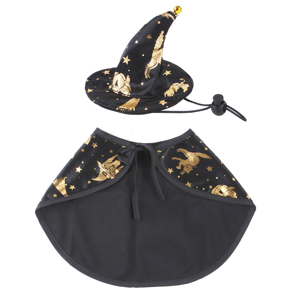 Halloween Wizard Cloak and Hat Set for Pets