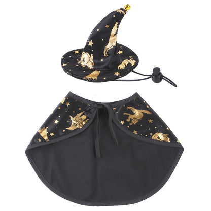 Halloween Wizard Cloak and Hat Set for Pets