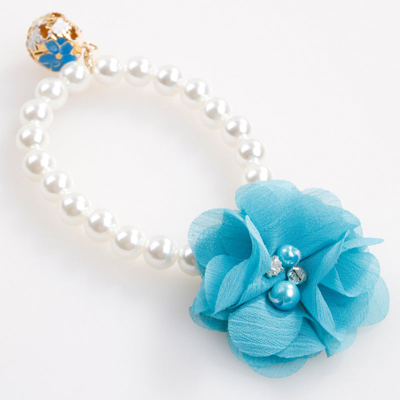 Pet Pearl Flower Elastic Collar for Cats and Dogs