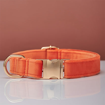 Velvet Personalized Dog Collar & Leash Set with Bow