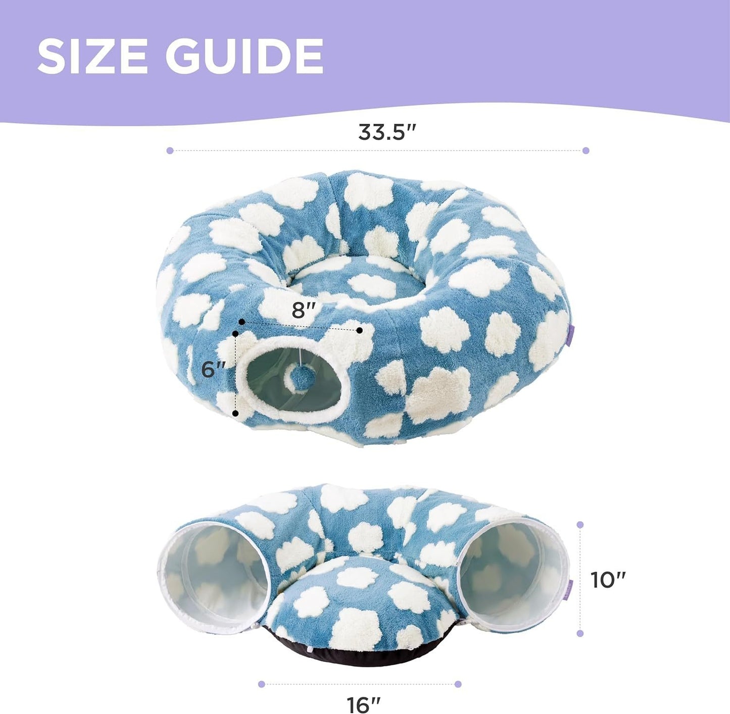 Foldable Plush Cat Tunnel & Donut Nest