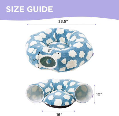 Foldable Plush Cat Tunnel & Donut Nest