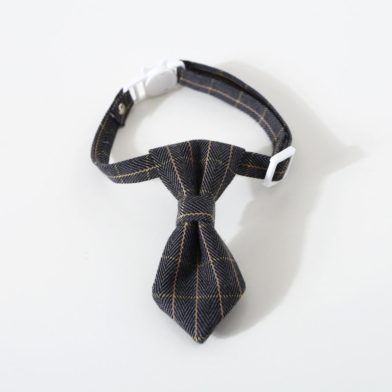 Adjustable British Style Plaid Bow Tie Pet Collar