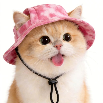 Dog Bucket Hat with Ear Holes Adjustable for Pets