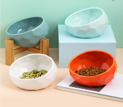 Diamond Cat Bowl with Slanted Design and Elevated Base