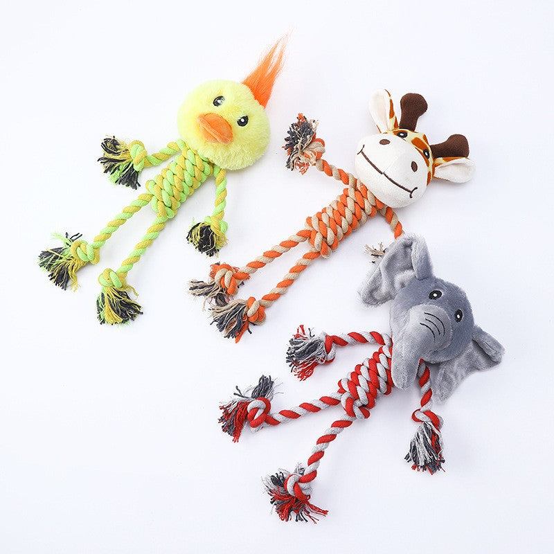 Amazon Plush Dog Toy with Cotton Rope - Cute Animal Design