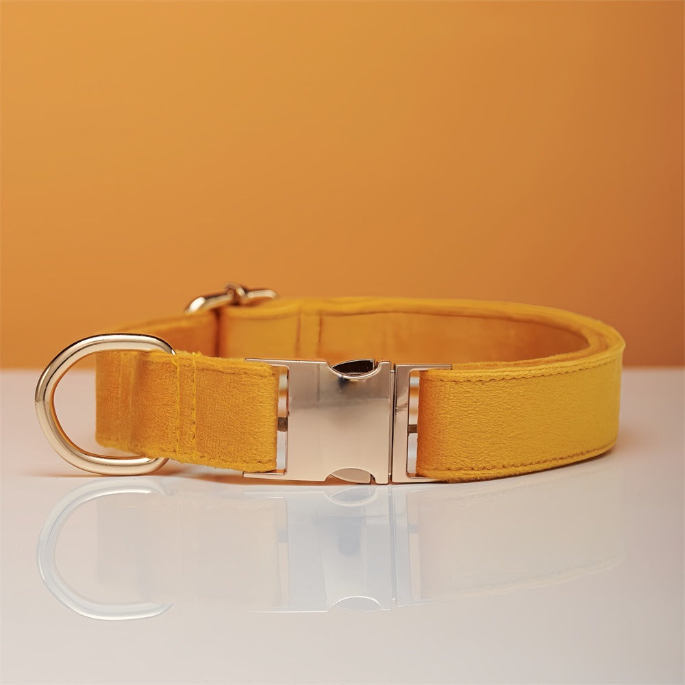 Velvet Personalized Dog Collar & Leash Set with Bow