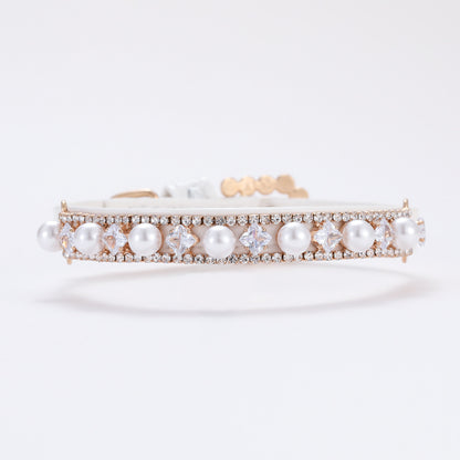 Adjustable Pearl Cat and Dog Collar with Traction Rope