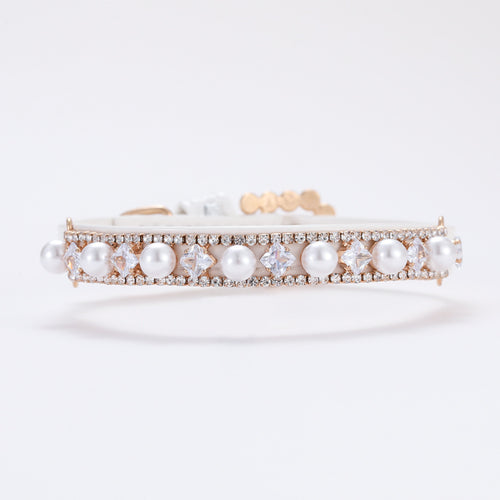 Adjustable Pearl Cat and Dog Collar with Traction Rope