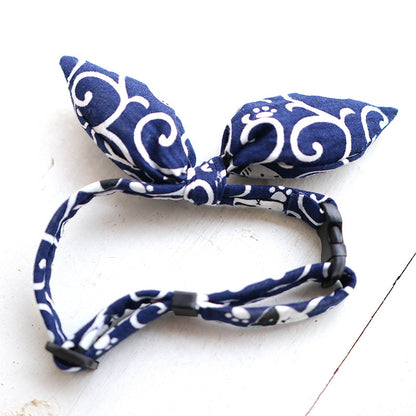 Adjustable Japanese Style Pet Collar with Bow Tie