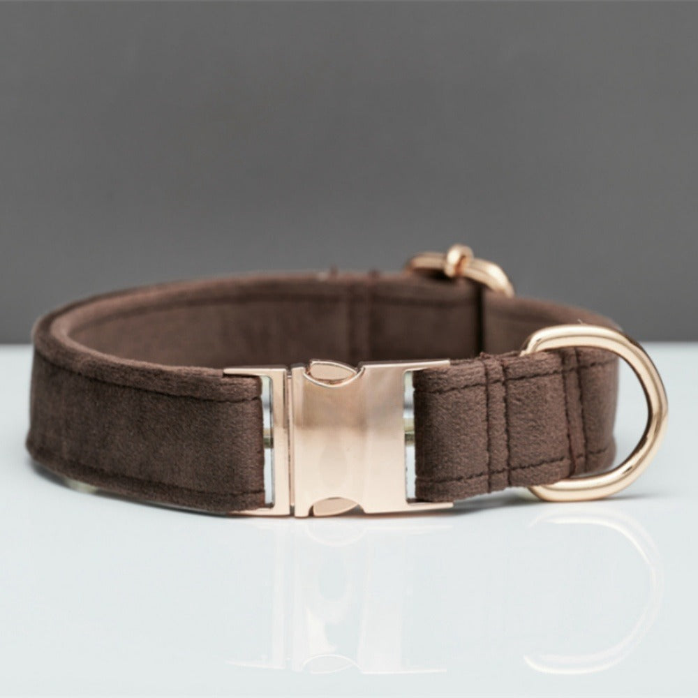 Velvet Personalized Dog Collar & Leash Set with Bow