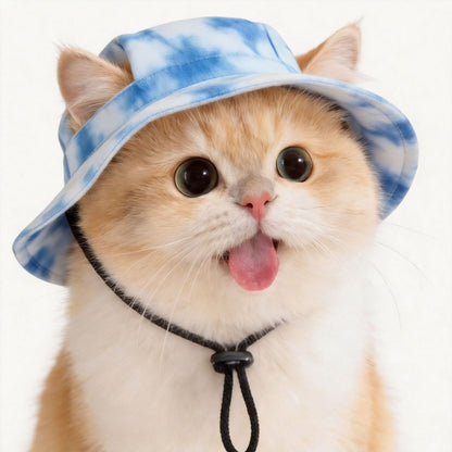 Dog Bucket Hat with Ear Holes Adjustable for Pets