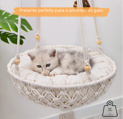 Handwoven Cat Hammock with Hanging Kit for Indoor Decor