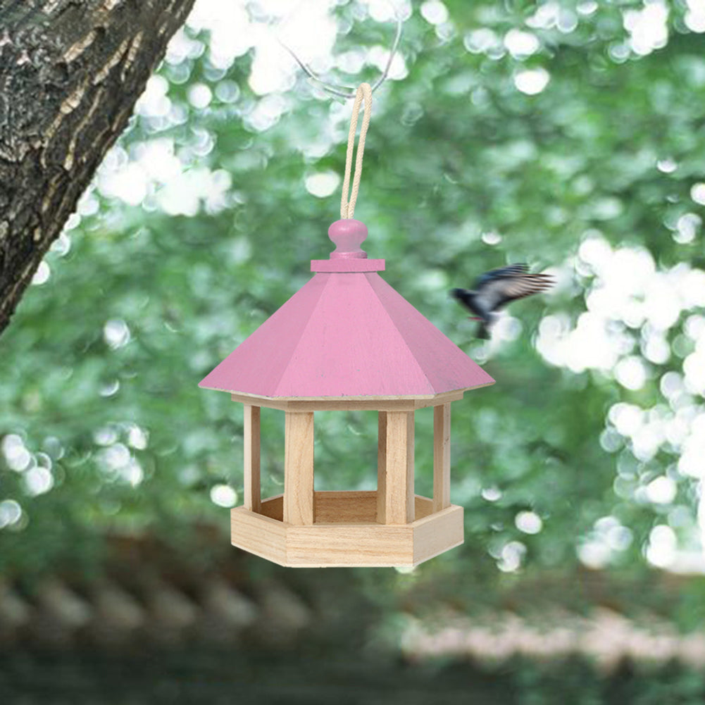 Wooden Bird Feeder and Water Dispenser for Garden Decor