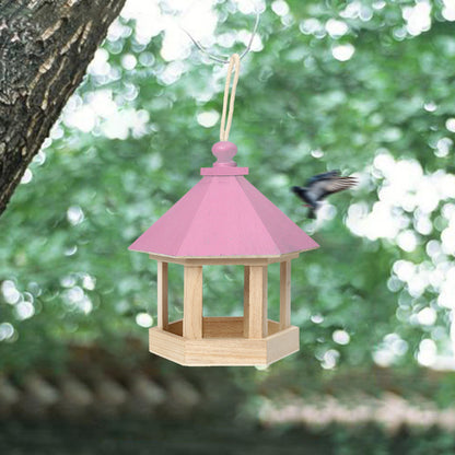 Wooden Bird Feeder and Water Dispenser for Garden Decor