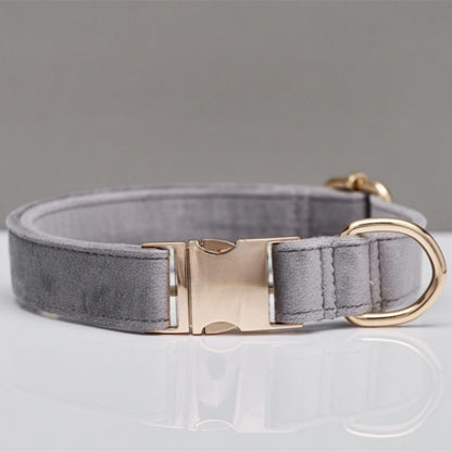 Velvet Personalized Dog Collar & Leash Set with Bow