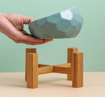 Diamond Cat Bowl with Slanted Design and Elevated Base
