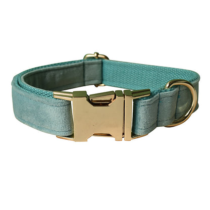 Lake Green Flannel Golden Dog Collar for Pets